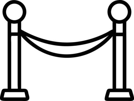 Stanchion posts and velvet rope illustration in simple outline style for elegant event design vector