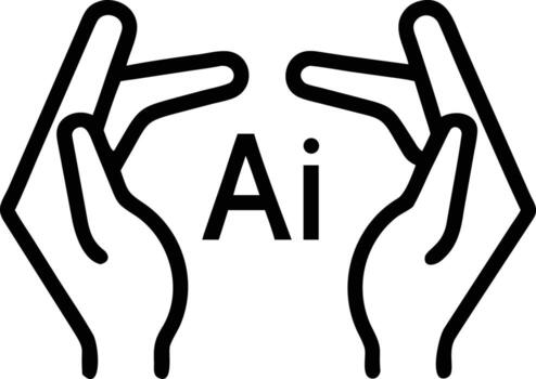 Two hands outline with Ai letters illustration design for technology concepts vector