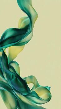 Calm dynamic flow of green silk on soft background. abstract elegant design makes beautiful modern wallpaper with smooth texture and peaceful feeling photo