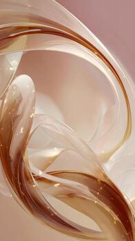 Elegant abstract background with dynamic flow of smooth cream and brown liquid glass. sophisticated and graceful image makes beautiful wallpaper for luxury design photo