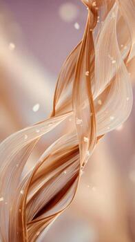 Elegant abstract wallpaper shows dynamic flow of soft beige fabric. Ethereal light and graceful movement create serene and beautiful magical background photo