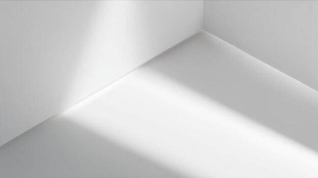 Calm abstract background showing clean minimalist composition with sharp light and shadow on white geometric wall corner creating peaceful serene empty space photo