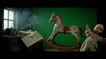 pieno vid quello polveroso oggetti verde loro sfondo schermo un mossa vecchio su con Attico frequentato proprio video