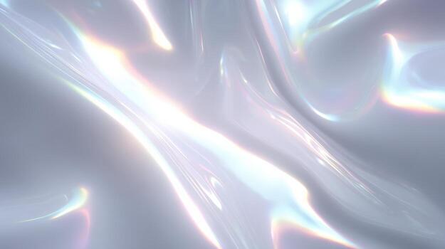 Serene abstract background of shimmering clear gel with beautiful iridescent, holographic pearl texture. smooth, wavy surface evokes calm and ethereal feeling photo
