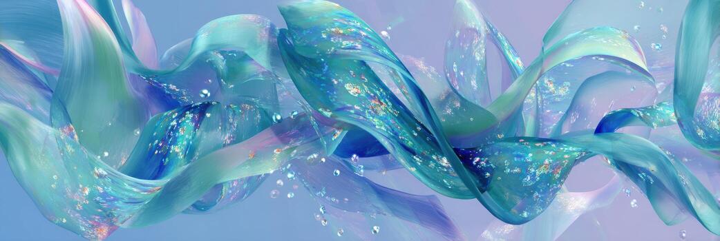 Magical and serene abstract wallpaper background showing gentle ethereal flow. beautiful blue liquid texture has calm and soft dynamic perfect for modern design photo