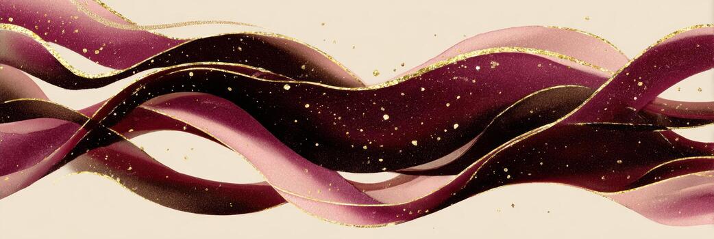 Elegant abstract wallpaper with smooth purple wave on cream background. serene design shows gentle ribbon flow, creating modern and dynamic visual for any project photo