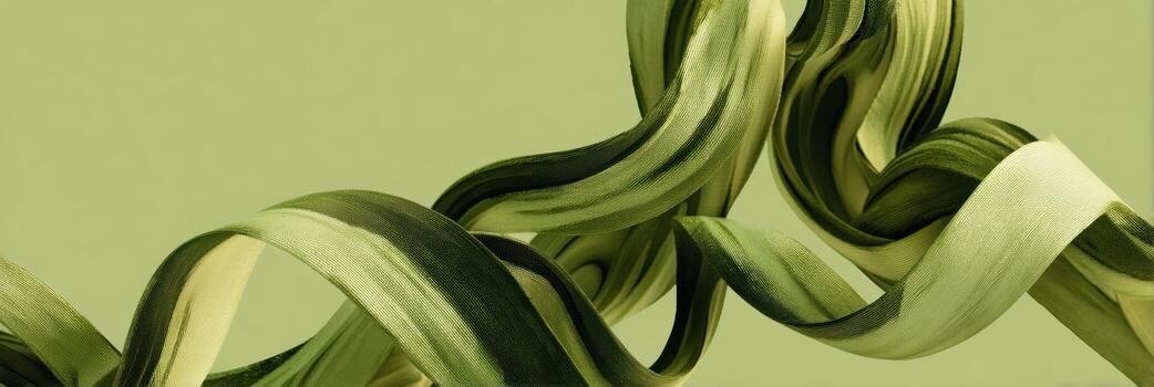Elegant and dynamic abstract flow of green color creates beautiful wallpaper. serene background features smooth swirling pattern with light and dark tones evoking sense of calm motion photo