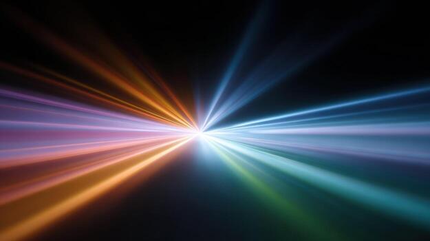 Vibrant abstract background with streams of light and color ray creating sense of futuristic speed and motion. dynamic glowing energy burst with feeling of wonder photo