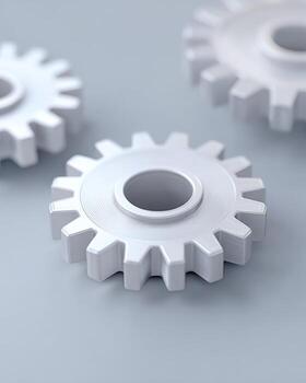 Precise abstract concept of teamwork with gear and cog. group connection representing system, business process, and solution showing efficient industrial cooperation photo