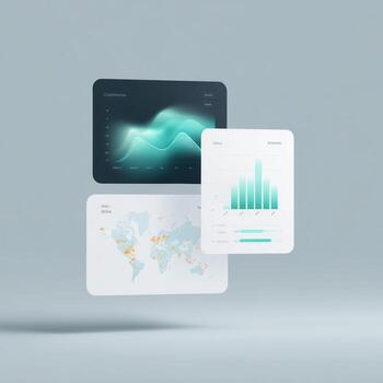Innovative data visualization dashboard showing business analysis and information. user interface with modern chart and graph statistics provides insightful technology data photo