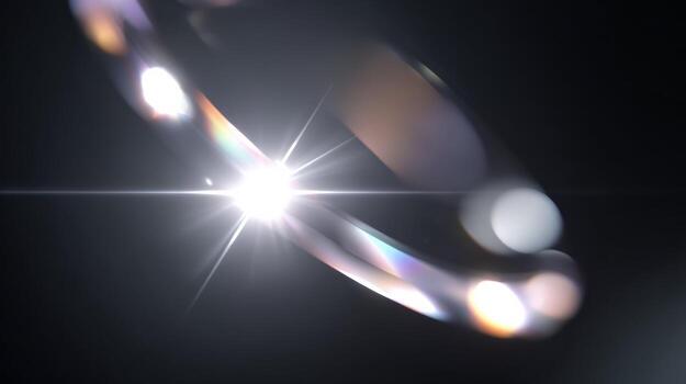 Abstract light lens flare bright optical effect glowing and shining against dark background. hopeful and pure visual representing celestial energy and motion photo