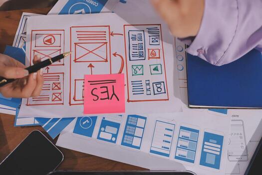 Design sketches on a table photo