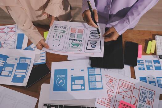 Team working on UI design concepts photo