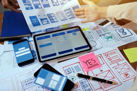 Designers working on app prototypes photo