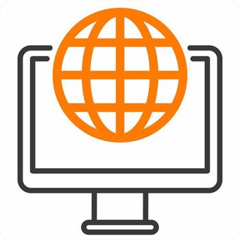 web navegador icono concepto en naranja color vector