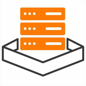 servidor y base de datos icono en naranja color vector