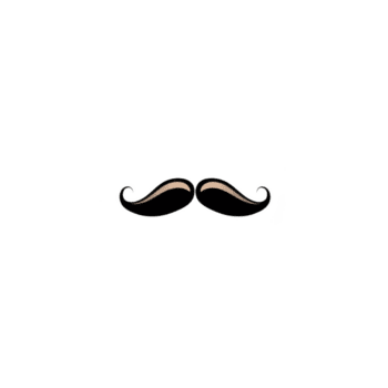 simple, playful illustration of black mustache with curled ends on transparent background. design is minimalistic and can be used for various creative projects png
