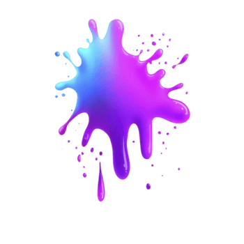 vivace spruzzo di viola e blu dipingere crea dinamico e artistico effetto, con goccioline sparpagliato in giro principale spruzzata. pendenza colori miscela senza soluzione di continuità, aggiungendo senso di movimento e creatività png