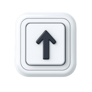 bild av vit fyrkant knapp med svart uppåt pil symbol, representerar riktning eller navigering. knapp har modern, minimalistisk design, ofta Begagnade i digital gränssnitt png