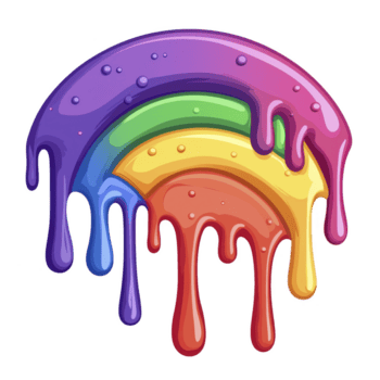 vibrante, goteo arco iris arco con lustroso colores crea juguetón y artístico efecto. suave degradado transiciones desde púrpura a rojo, exhibiendo creativo y vistoso diseño png