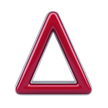 brilhante vermelho triangular Atenção placa com reflexivo superfície, frequentemente usava para beira da estrada emergências, carrinhos Fora contra avião fundo. Está negrito cor e forma transmitir Cuidado efetivamente png