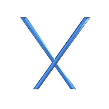 di grandi dimensioni, blu, tre dimensionale lettera X sta prominente contro trasparenza sfondo, getto delicato ombra. design è elegante e moderno, con lucido finire quello Aggiunge profondità e dimensione png