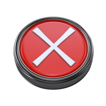 rosso circolare pulsante con bianca attraversare simbolo nel centro, che rappresentano Annulla o vicino azione. pulsante ha metallico bordo, dando esso moderno e elegante aspetto png