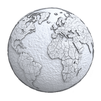 strutturato bianca globo con Cracked superficie modelli rappresenta continenti e oceani, simboleggiante ambientale problemi e globale riscaldamento. artistico design evoca senso di fragilità e urgenza png