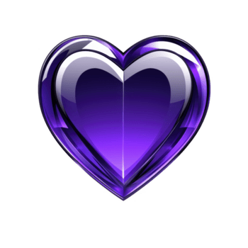 shiny, purple heart shaped object with glossy finish and reflective surface, symbolizing love and affection. vibrant color and smooth texture create modern and elegant appearance png