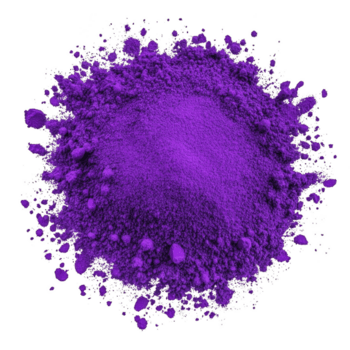 vibrerande lugg av lila pulver är spridning ut mot genomskinlighet bakgrund, skapande slående kontrast. textur visas bra och mjuk, med några spridd partiklar runt om huvud lugg png