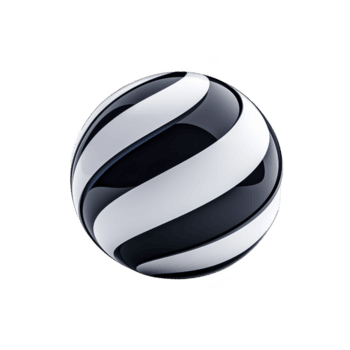 glatt, modern 3d Kugel mit verwoben schwarz und Weiß Streifen, Erstellen dynamisch und futuristisch Aussehen. Design ist abstrakt und visuell auffällig png