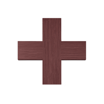 de madera cruzar con texturizado superficie es desplegado en contra llanura fondo, exhibiendo sus sencillo y rústico diseño. cruzar es hecho de oscuro madera, destacando sus natural grano y artesanía png