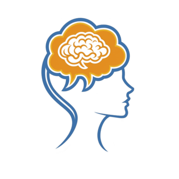 silhouette di umano testa con cervello dentro discorso bolla, simboleggiante comunicazione e pensiero. design è semplice e colorato, sottolineando mentale processi png