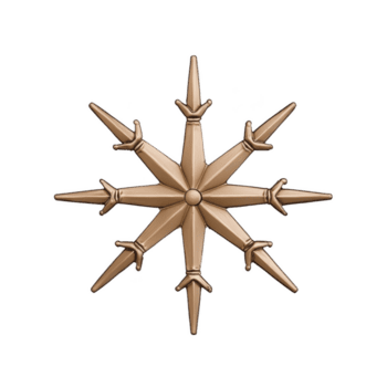 Bronze- acht spitz Star mit Pfeil mögen Tipps, symbolisieren Richtung und Orientierungshilfe, ist abgebildet im symmetrisch Design. metallisch Fertig fügt hinzu Sinn von Eleganz und Stärke png
