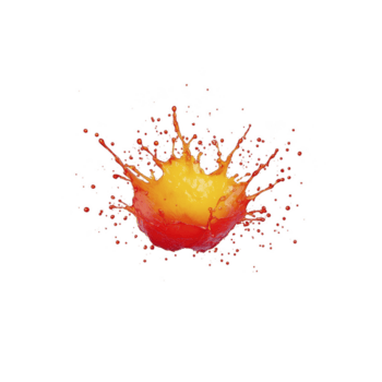 vivace spruzzo di rosso e giallo liquido crea energico e dinamico visivo contro trasparenza sfondo. colorato esplosione cattura movimento e eccitazione png