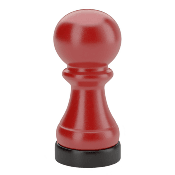 Red chess pawn stands prominently against transparency background, showcasing its glossy finish and smooth curves. piece is symbol of strategy and potential in game of chess png