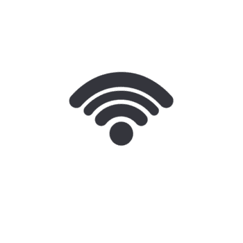 Black Wi Fi symbol on transparent background, representing wireless internet connectivity. icon consists of three curved lines above solid circle, symbolizing signal strength png