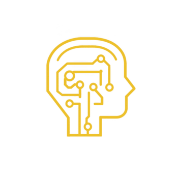 digitaal illustratie van menselijk hoofd met stroomkring patronen symboliseert kunstmatig intelligentie- en technologie. ontwerp Kenmerken geel schets transparantie achtergrond, vertegenwoordigen innovatie png