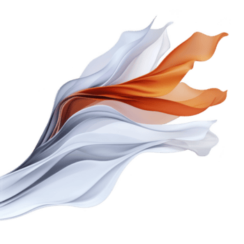 abstrakt strömmande former i vit och orange skapa dynamisk och elegant sammansättning, liknar tyg eller vågor. slät kurvor och vibrerande färger framkalla känsla av rörelse och fluiditet png