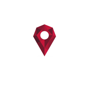 Red geometric location pin icon with polygonal design, symbolizing navigation or mapping. pin is stylized with modern, faceted appearance, conveying sense of precision and technology png