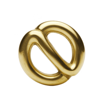 This features shiny, gold colored, abstract knot sculpture with smooth surface and looped design, creating sense of elegance and modernity png