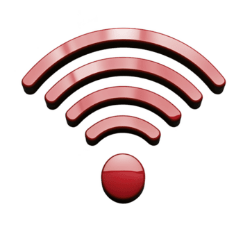 röd wi fi symbol med glansig Avsluta, representerar trådlös anslutning och internet tillgång. design är enkel och modern, betona teknologi och kommunikation png