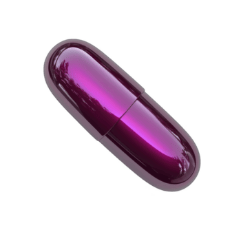 skinande, reflekterande lila kapsel formad objekt med slät yta, isolerat på genomskinlighet bakgrund. objekt visas till vara modern, elegant design, eventuellt Begagnade för lagring eller som dekorativ Artikel png