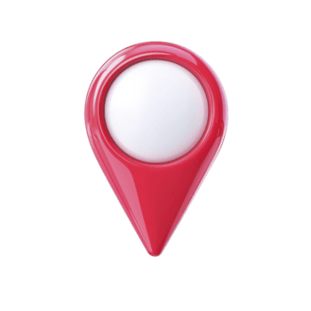 Red 3D map pin icon with glossy finish and white center, symbolizing location or navigation. design is simple and modern, often used in digital maps and applications png