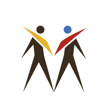 Questo Caratteristiche Due astratto umano figure con colorato geometrico forme come teste e le spalle, simboleggiante unità e diversità. figure siamo stilizzato con minimalista design png