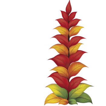 vibrante ilustración de planta con hojas transicion desde verde a base a rojo a arriba, simbolizando cambio y crecimiento. degradado efecto crea sorprendentes visual impacto png