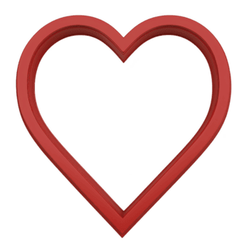 Red heart shaped frame with simple, elegant design, perfect for romantic or decorative purposes. open center allows for creative customization or display png