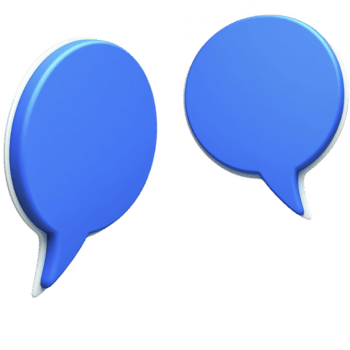 Two blue speech bubbles are depicted, symbolizing communication and conversation. 3D design adds modern touch, making it suitable for digital communication themes png
