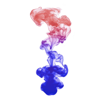 vibrante remolino de rojo, púrpura, y azul tinta crea fascinante modelo como eso difunde en agua, formando dinámica y vistoso resumen diseño png