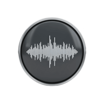 cirkulär ikon funktioner vit ljudvåg mönster på genomskinlighet bakgrund, symboliserar audio eller ljud. design är elegant och modern, lämplig för digital gränssnitt eller media tillämpningar png